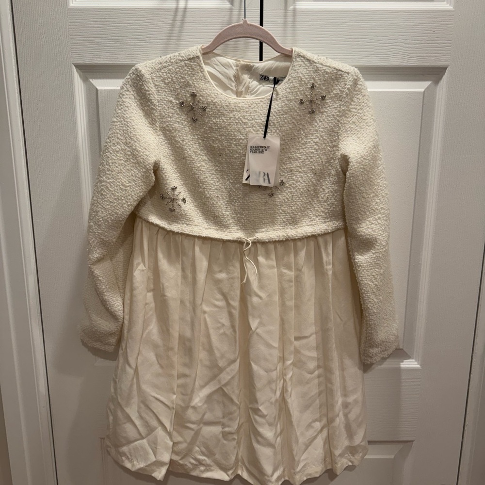Zara Cream Dress with Embroidered Top